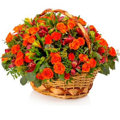 Цветочная композиция в корзине «Солнечный свет»