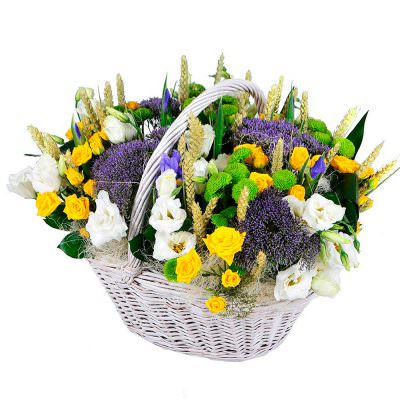 Цветы в корзинке «Дачный вечер»