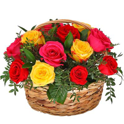 Корзина из одноголовых роз «Вдохновение»