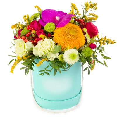 Коробка с цветами «Радужный вихрь»