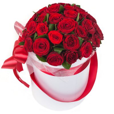 Букет роз в коробке «Огненные страсти»