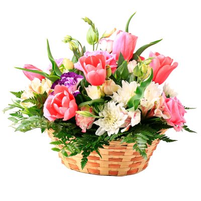 Букет в корзинке «Нежный блеск»